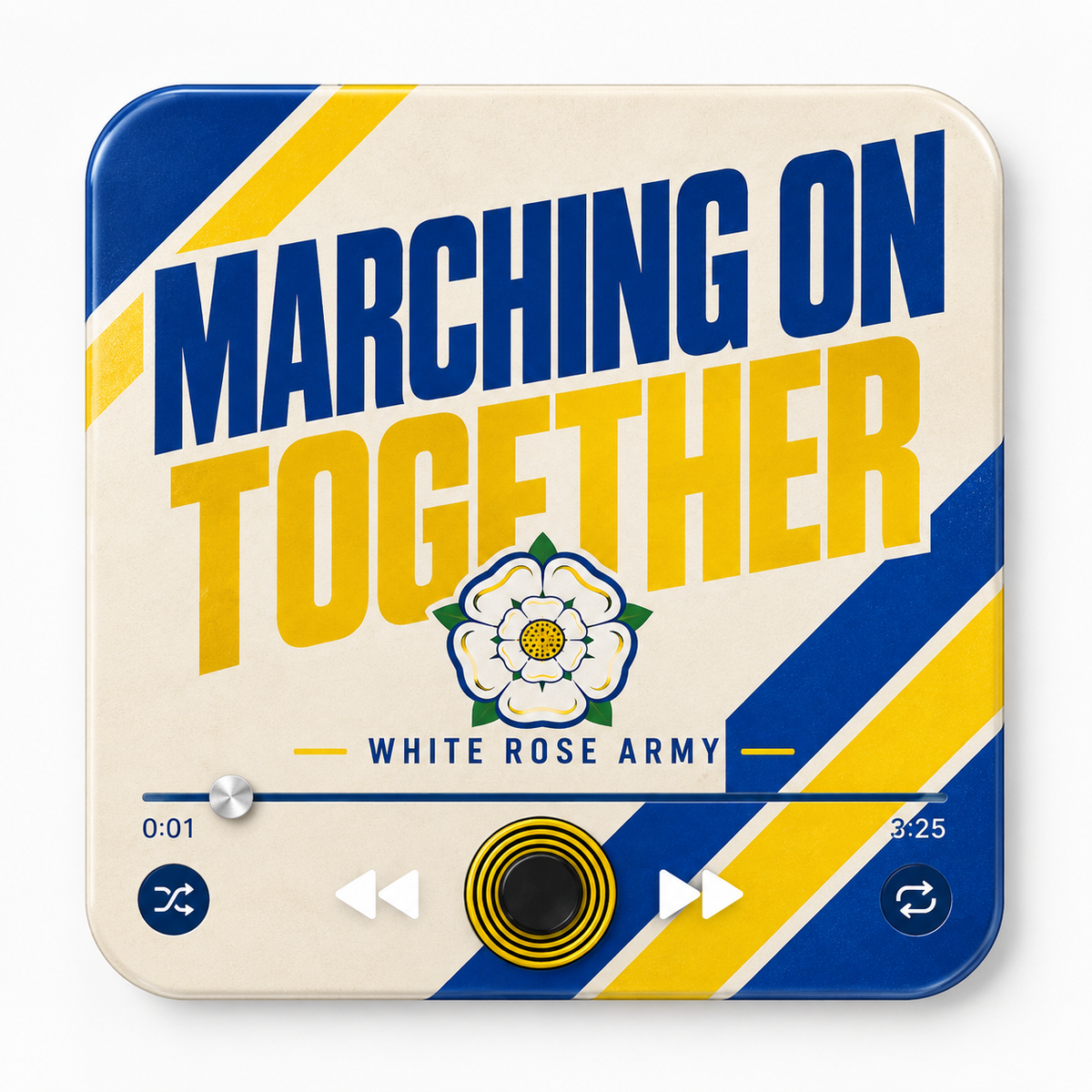 Yorkshire blue and yellow football sound magnet in hand